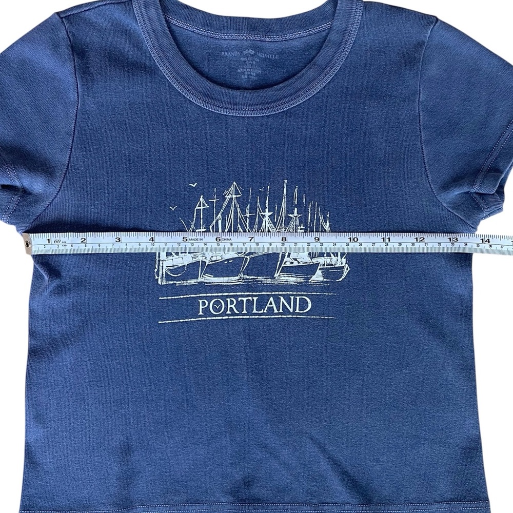 💖 5 for $25 💖 Brandy Melville Blue Gray Graphic Cotton Top– One Size (Fits XS/S) - Picture 5 of 7